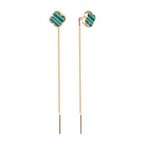Серьги из золочёного серебра TALANT с малахитом 15-78-00Щ0-29895 фото