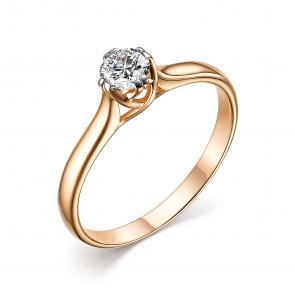 Золотое кольцо АЛЬКОР с бриллиантом 15018-100 фото