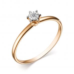 Золотое кольцо АЛЬКОР с бриллиантом 15029-100 фото