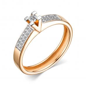 Золотое кольцо АЛЬКОР с бриллиантом 15422-100 фото