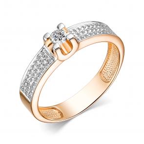 Золотое кольцо АЛЬКОР с бриллиантом 15435-100 фото