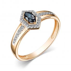 Золотое кольцо АЛЬКОР с бриллиантом и сапфиром 15631-102 фото
