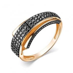 Золотое кольцо АЛЬКОР с чёрным бриллиантом 15636-113 фото