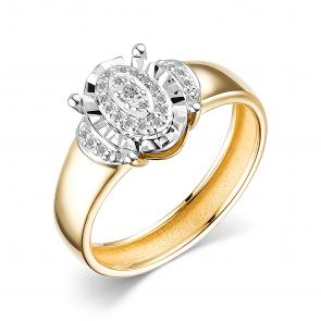 Кольцо из лимонного золота АЛЬКОР с бриллиантом 15745-300 фото