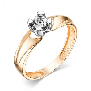 Золотое кольцо АЛЬКОР с бриллиантом 15746-100 фото