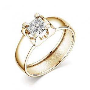 Кольцо из лимонного золота АЛЬКОР с бриллиантом 15747-300 фото
