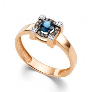 Золотое кольцо АЛЬКОР с бриллиантом и сапфиром 15833-170 фото