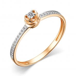 Золотое кольцо АЛЬКОР с бриллиантом 15887-100 фото