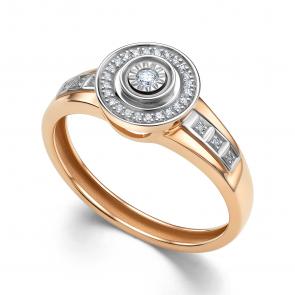 Золотое кольцо АЛЬКОР с бриллиантом 15910-100 фото