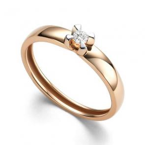 Золотое кольцо АЛЬКОР с бриллиантом 16047-100 фото