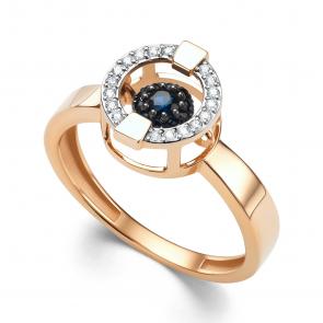Золотое кольцо АЛЬКОР с танцующим сапфиром и бриллиантом 16069-102 фото