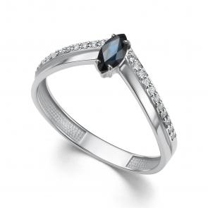 Кольцо из белого золота АЛЬКОР с бриллиантом и сапфиром 16090-202 фото