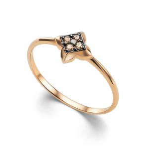 Золотое кольцо АЛЬКОР с коньячным бриллиантом 16100-117 фото