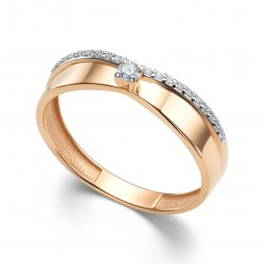 Золотое кольцо АЛЬКОР с бриллиантом 16106-100 фото