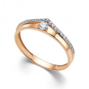 Золотое кольцо АЛЬКОР с бриллиантом 16107-100 фото