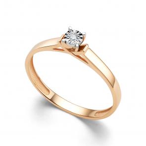 Золотое кольцо АЛЬКОР с бриллиантом 16120-100 фото