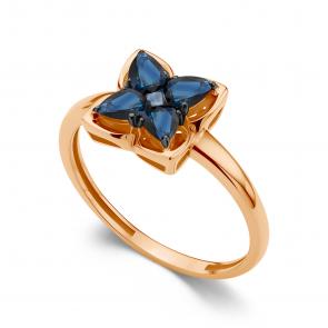 Золотое кольцо АЛЬКОР с сапфиром 16142-102 фото