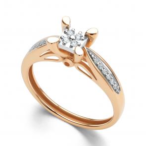 Золотое кольцо АЛЬКОР с бриллиантом 16155-100 фото