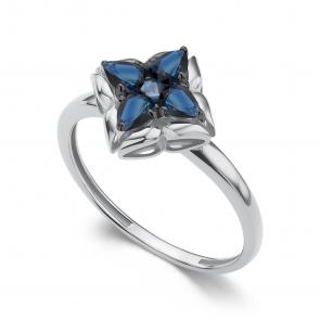 Кольцо из белого золота АЛЬКОР с сапфиром 16156-202 фото