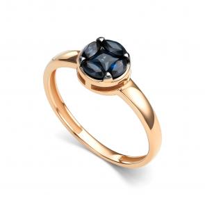 Золотое кольцо АЛЬКОР с сапфиром 16158-102 фото