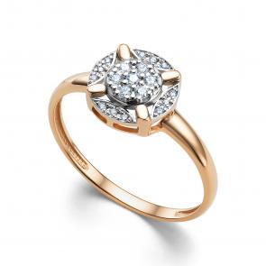 Золотое кольцо АЛЬКОР с бриллиантом 16196-100 фото