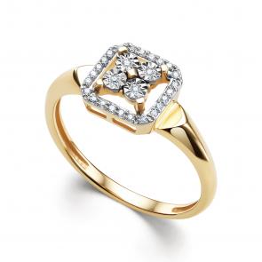 Кольцо из лимонного золота АЛЬКОР с бриллиантом 16205-300 фото