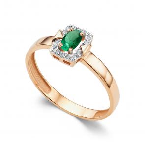 Золотое кольцо АЛЬКОР с бриллиантом и изумрудом 16220-101 фото