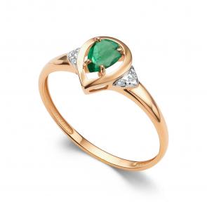 Золотое кольцо АЛЬКОР с бриллиантом и изумрудом 16224-101 фото