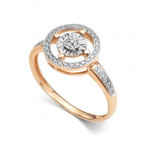 Золотое кольцо АЛЬКОР с бриллиантом 16248-100 фото