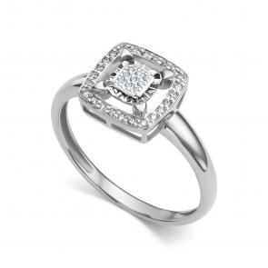 Кольцо из белого золота АЛЬКОР с бриллиантом 16249-200 фото