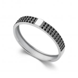 Кольцо из белого золота АЛЬКОР с чёрным бриллиантом 16272-213 фото