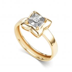 Кольцо из лимонного золота АЛЬКОР с бриллиантом 16365-300 фото