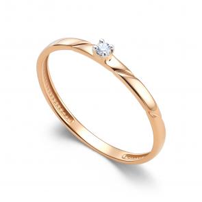 Золотое кольцо АЛЬКОР с бриллиантом 16394-100 фото