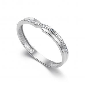 Обручальное кольцо из белого золота 3 мм АЛЬКОР с бриллиантом 16395-200 фото