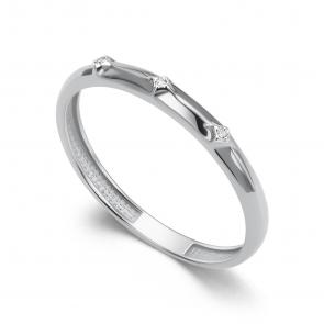 Обручальное кольцо из белого золота 2 мм АЛЬКОР с бриллиантом 16397-200 фото