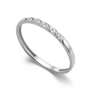 Обручальное кольцо из белого золота 2 мм АЛЬКОР с бриллиантом 16399-200 фото