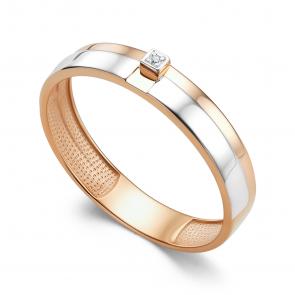 Золотое обручальное кольцо 4,3 мм АЛЬКОР с бриллиантом 16405-100 фото