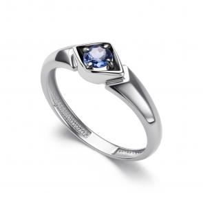 Кольцо из белого золота АЛЬКОР с танзанитом 16414-204 фото