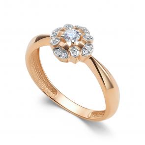 Золотое кольцо АЛЬКОР с бриллиантом 16423-100 фото