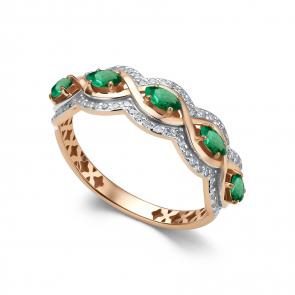 Золотое кольцо АЛЬКОР с бриллиантом и изумрудом 16453-101 фото