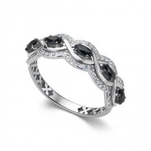 Кольцо из белого золота АЛЬКОР с бриллиантом и сапфиром 16453-202 фото