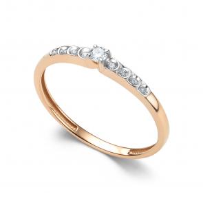 Золотое кольцо АЛЬКОР с бриллиантом 16465-100 фото