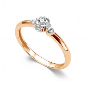 Золотое кольцо АЛЬКОР с бриллиантом 16467-100 фото