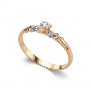 Золотое кольцо АЛЬКОР с бриллиантом 16469-100 фото