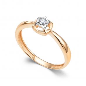 Золотое кольцо АЛЬКОР с бриллиантом 16502-100 фото