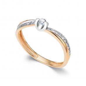 Золотое кольцо АЛЬКОР с бриллиантом 16506-100 фото