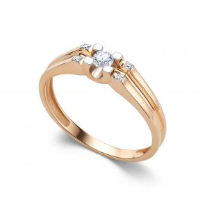 Золотое кольцо АЛЬКОР с бриллиантом 16509-100 фото