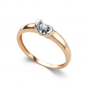 Золотое кольцо АЛЬКОР с бриллиантом 16510-100 фото
