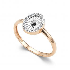 Золотое кольцо АЛЬКОР с бриллиантом 16526-100 фото