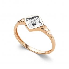 Золотое кольцо АЛЬКОР с бриллиантом 16529-100 фото